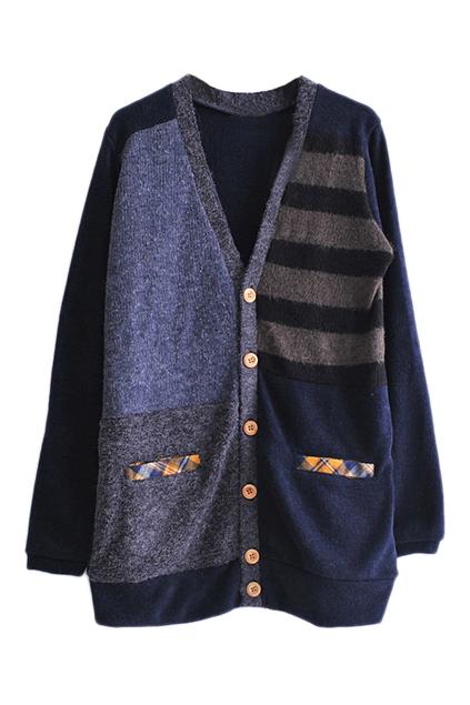 Romwe Color Block Pocketed Cardigan