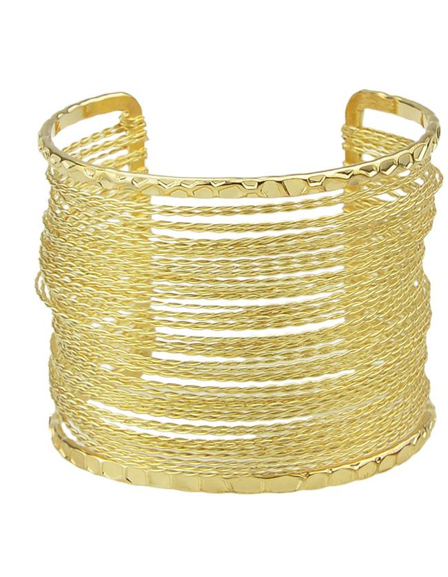 Romwe Gold Plated Cuff Wide Bracelet