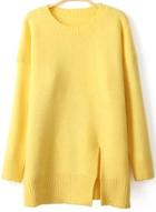 Romwe Split Hem Yellow Sweater