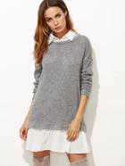 Romwe Contrast Collar And Hem 2 In 1 Sweatshirt Dress