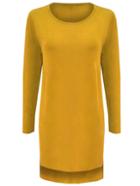 Romwe Long Sleeve Split Side Yellow T-shirt