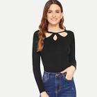 Romwe Cut Out Neck Solid Jumper