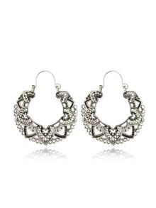Romwe Tribal Hollow Hoop Earrings