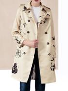 Romwe Khaki Lapel Flowers Print Pockets Coat