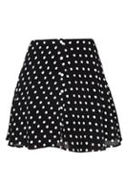 Romwe Little Flowers Print Beaded Buttons Black Skirt