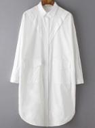 Romwe White Shirt Dress With Pockets