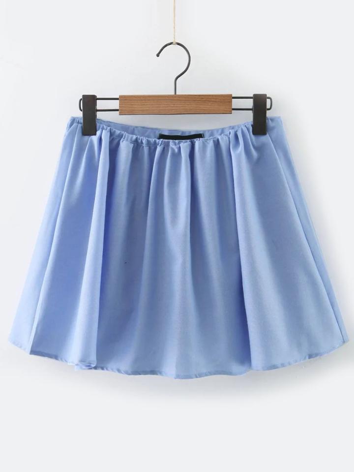 Romwe Blue Elastic Waist Skirt Shorts