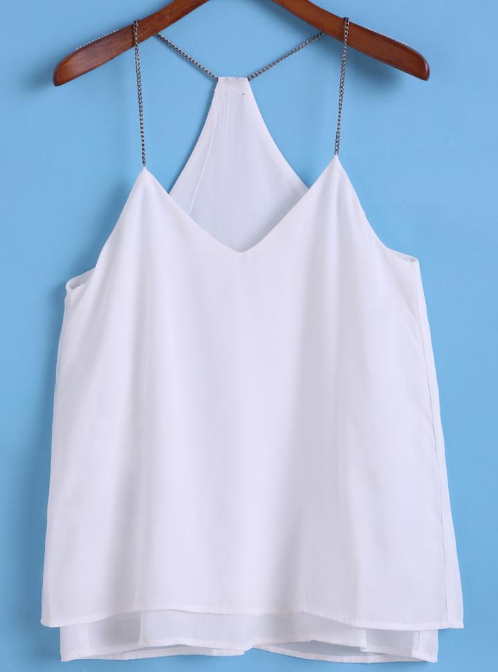 Romwe Chain Strap Chiffon Cami Top