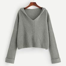 Romwe Plus Rolled Cuff Eyelet Detail Hoodie Jumper