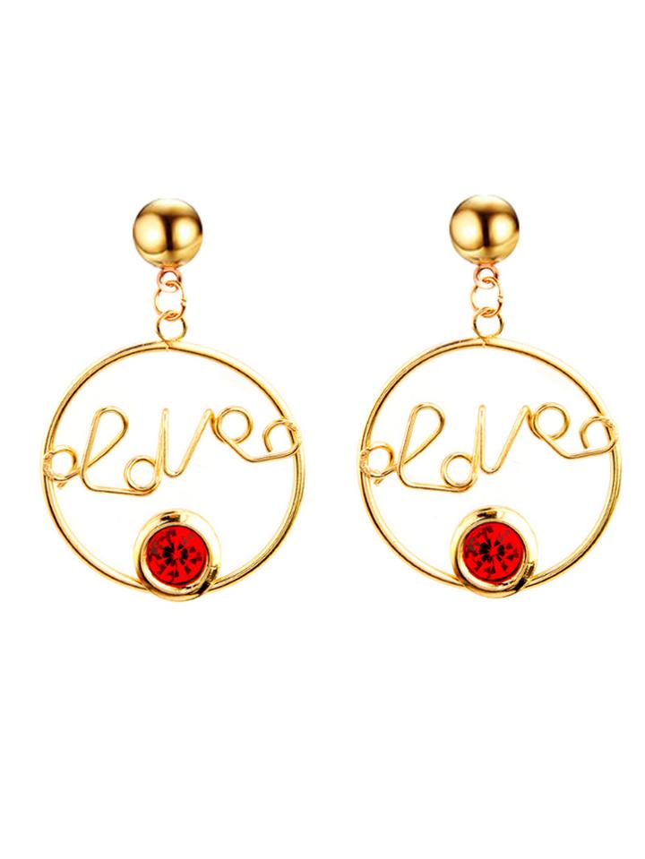 Romwe Rhinestone Detail Hoop Drop Earrings