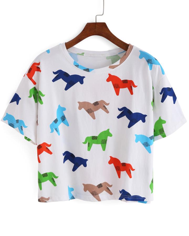 Romwe Trojans Print Loose T-shirt