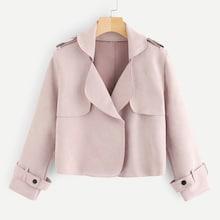 Romwe Button Detail Notched Neck Jacket