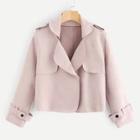 Romwe Button Detail Notched Neck Jacket