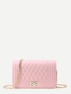 Romwe Quilted Flap Crossbody Bag With Chain