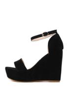 Romwe Black Ankle Stap Wedge Sandals