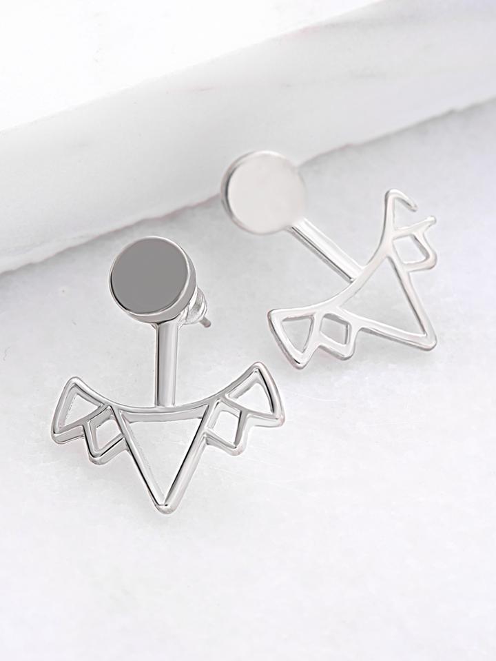 Romwe Silver Hollow Out Crown Shaped Stud Earrings