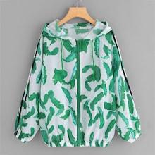 Romwe Tropical Print Raglan Sleeve Jacket