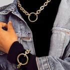 Romwe Ring Pendant Link Bracelet & Necklace 2pcs