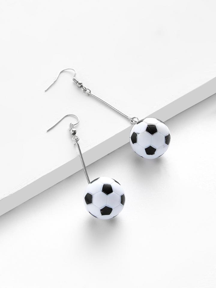 Romwe Sliding Bar Football Dangle Earrings