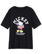 Romwe Mickey Print Slim Black T-shirt