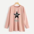 Romwe Plus Letter And Star Print Tee