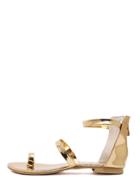 Romwe Gold Toe-ring Ankle Strap Flat Sandals