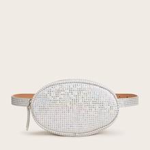 Romwe Laser Plaid Oval Bum Bag