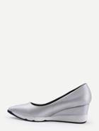 Romwe Silver Faux Leather Pointed Out Platform Pumps