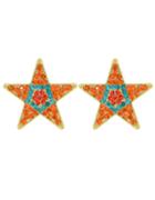 Romwe Fashion Orange Stone Star Earrings For Women