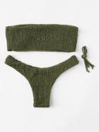 Romwe Detachable Straps Ruched Bikini Set