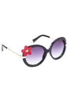 Romwe Romwe Flower Embellished Round Red Sunglasses