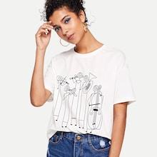 Romwe Graphic Print Boxy Tee