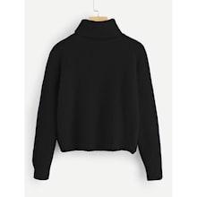 Romwe Plus Rolled Neck Fuzzy Jumper