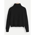 Romwe Plus Rolled Neck Fuzzy Jumper