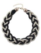 Romwe Black Braided Rope Chunky Necklace