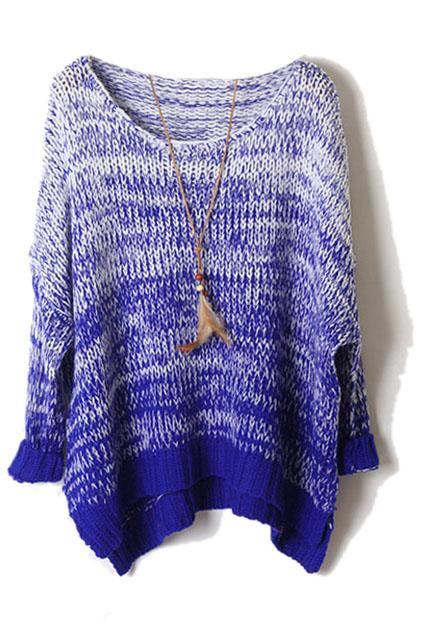 Romwe Asymmetric Gradient Blue Jumper