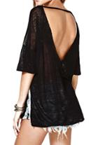 Romwe Open Back Split Loose Top