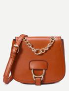 Romwe Khaki Faux Leather Chain Handle Satchel Bag