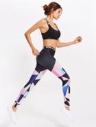 Romwe Color Block Letter Print Waist Leggings