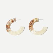 Romwe Two Tone Wide Open Hoop Earrings 1pair