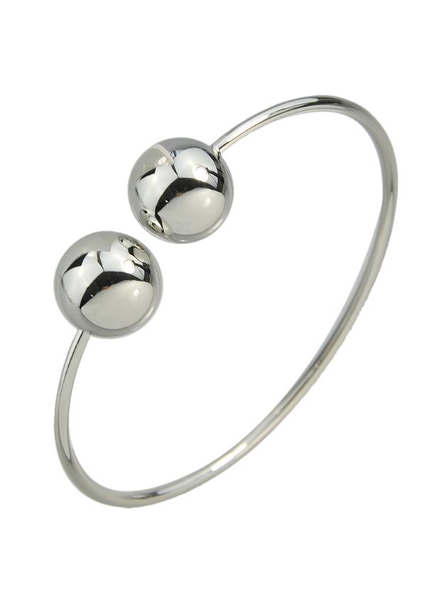 Romwe Silver Simple Model Double Metal Ball Thin Bracelet