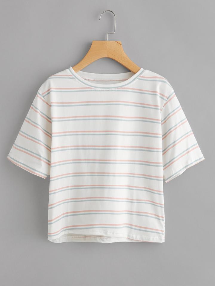 Romwe Double Striped Tee