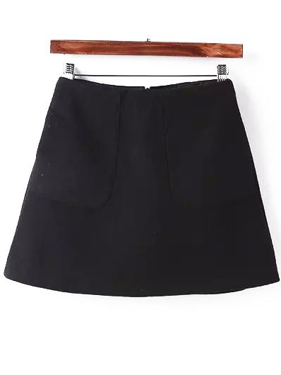 Romwe High Waist A-line Black Skirt