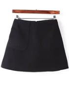 Romwe High Waist A-line Black Skirt