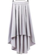 Romwe Light Grey High Low Skirt With Bow Tie