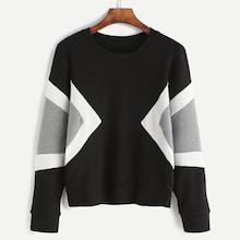 Romwe Plus Cut And Sew Panel Sweatshirt
