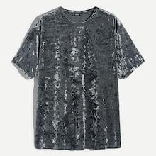Romwe Guys Velvet Short Sleeve Tee