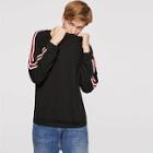 Romwe Guys Striped Sleeve Round Neck Pullover