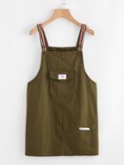 Romwe Stripe Tape Detail Overall Dress