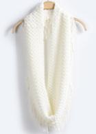 Romwe White Grid Tassel Knit Scarf